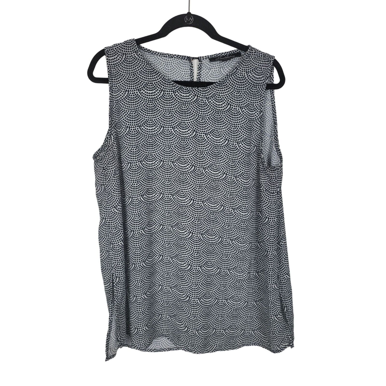 Hawthorne Tank Blouse Xl Womens Black White Triangle Key Hole Office Casual Top